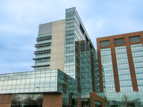 Exterior photo of the Grange Insurance Office Tower in Columbus, Ohio.