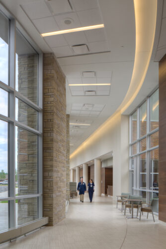 Interior photo of Fairfield Medical Center Surgery Addition featuring open walking spaces.