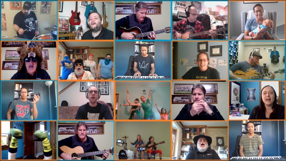 A screenshot of all performers on the SMBH cover of "With A Little Help From My Friends" by The Beatles.