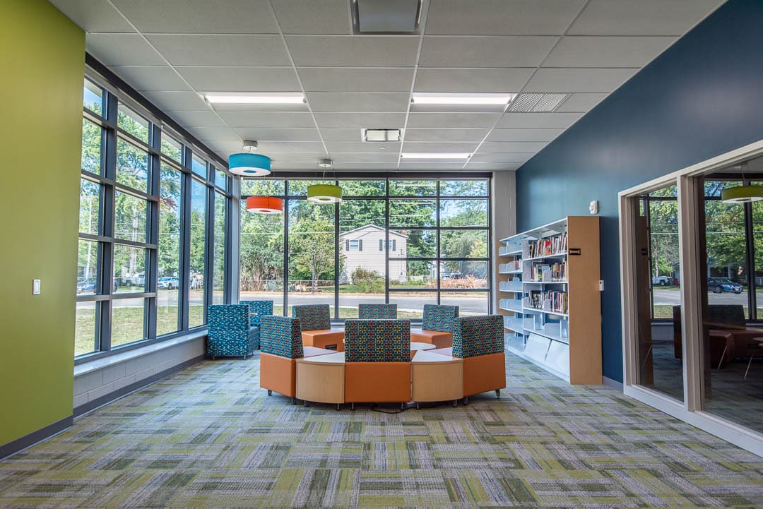 The library and media center at Worthingway Middle School