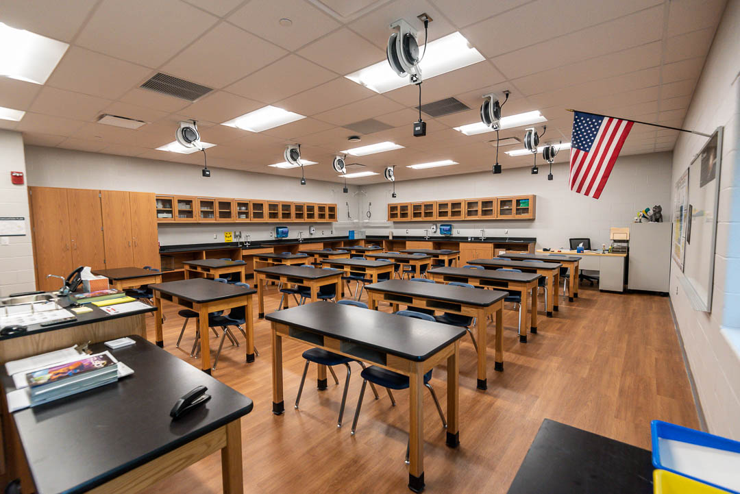 A newly renovated science lab at McCord Middle School in Worthington.