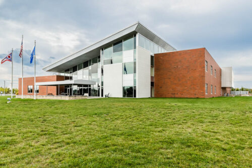 Exterior photo of Columbus State Community College Academic Center E - Moeller Hall, on the Delaware, Ohio campus.
